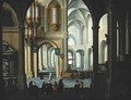 Interior of a Church with a Sermon and Christening Party in Progress - Dirck Van Delen