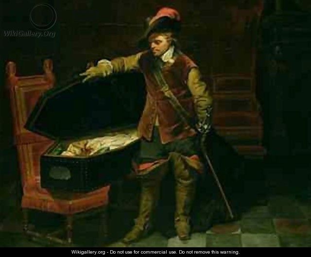 Oliver Cromwell 1599-1658 with the Coffin of Charles I 1600-49 - Hippolyte (Paul) Delaroche