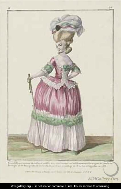 Young Woman in a taffeta caraco - (after) Desrais, Claude Louis