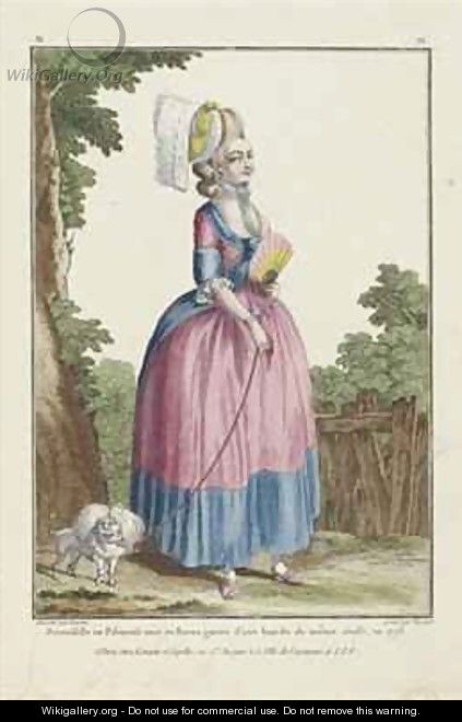 Young Woman in a Polonaise Dress 2 - (after) Desrais, Claude Louis