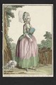 Young Woman in a Polonaise Dress - (after) Desrais, Claude Louis