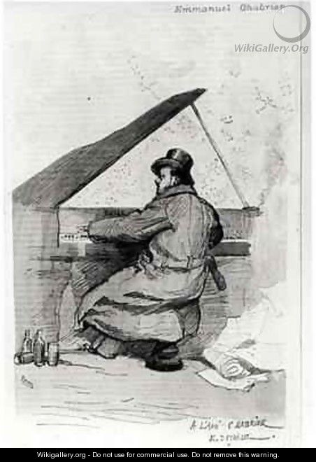 Alexis Emmanuel Chabrier 1841-94 at the piano - (after) Detaille, Jean-Baptiste Edouard