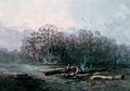 Misty Landscape with Woodcutters - Eugene Deshayes