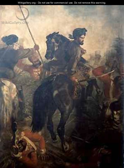 Captain Dighton MacNaghten Probyn 1833-1924 at the Battle of Agra on 10th of October 1857 - Chevalier Louis-William Desanges