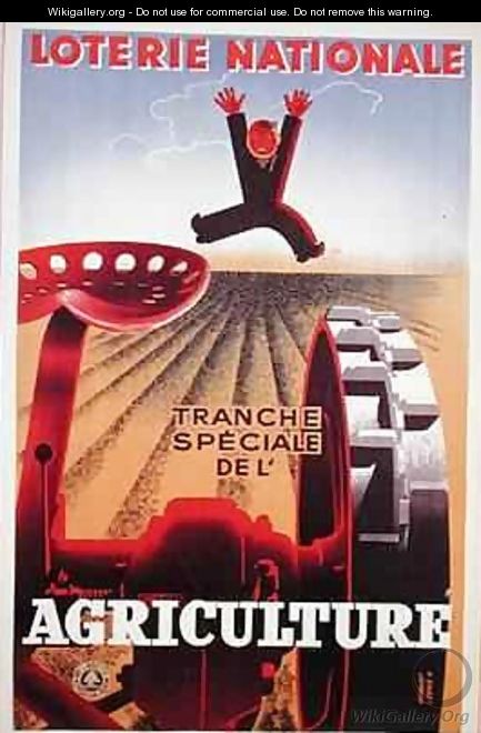 Poster advertising a French National Lottery special issue to help agriculture - Derouet-Lesacq
