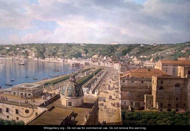 View of the Bay of Naples detail - Giovanni Battista Lusiere