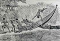 Enraged Hippopotamus Upsetting a Boat - J.M. Corner