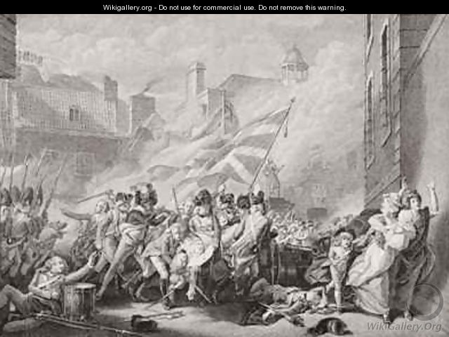 The death of Major Peirson at St Helier retaking Jersey from the French - (after) Copley, John Singleton