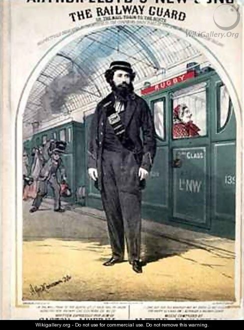 The Railway Guard cover of the sheet music for a popular Victorian song by C Plowman - Alfred Concanen