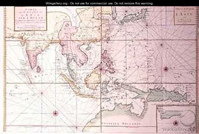 Coastal chart extending from northwestern India to northern Australia by way of Japan and the Philippines - Johannes and Mortier, Cornelis Covens