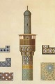 A Minaret and Ceramic Details from the Mosque of the Medrese i Shah Hussein Isfahan - Pascal Xavier (after) Coste