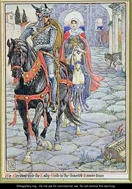 Sir Geraint and the Lady Enid in the Deserted Roman Town - Walter Crane