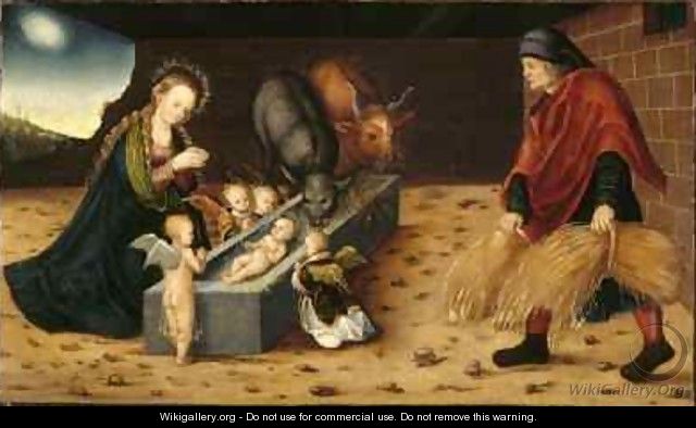 The Nativity with Adoring Child Angels - Lucas The Elder Cranach