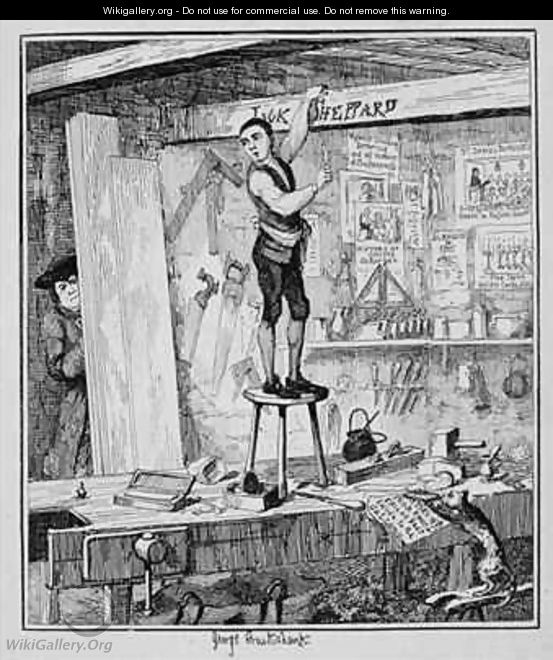 Jack carves his name on a beam in the shop of his former employer - George Cruikshank I