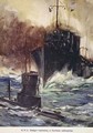 HMS Badger ramming a German submarine - Cyrus Cuneo