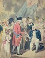 George III Presenting a Sword to Lord Howe - Isaac Cruikshank