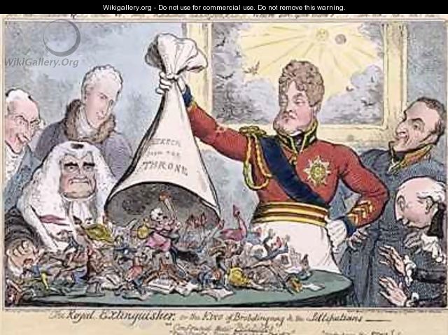 The Royal Extinguisher or the King of Brobdingnag and the Lilliputians - G. and I. Cruikshank