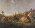 A Distant View of Dordrecht with Sleeping Herdsman and Five Cows - Aelbert Cuyp