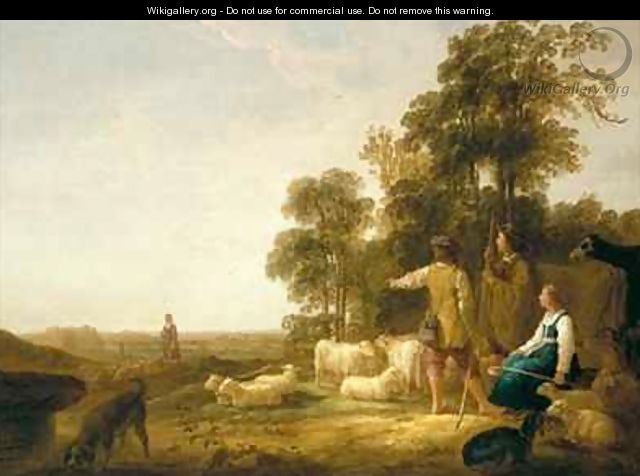 A Landscape with Shepherds and Shepherdesses - Aelbert Cuyp