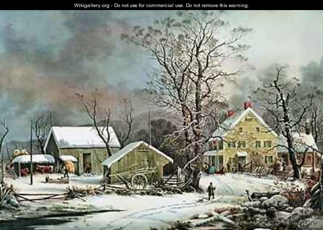 Winter in the Country A Cold Morning New England - Currier