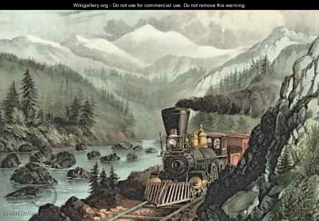 The Route to California Truckee River Sierra Nevada Central Pacific railway - Currier