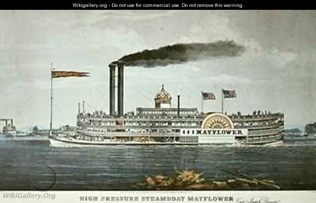 The Mayflower Steamboat on the Mississippi - Nathaniel Currier