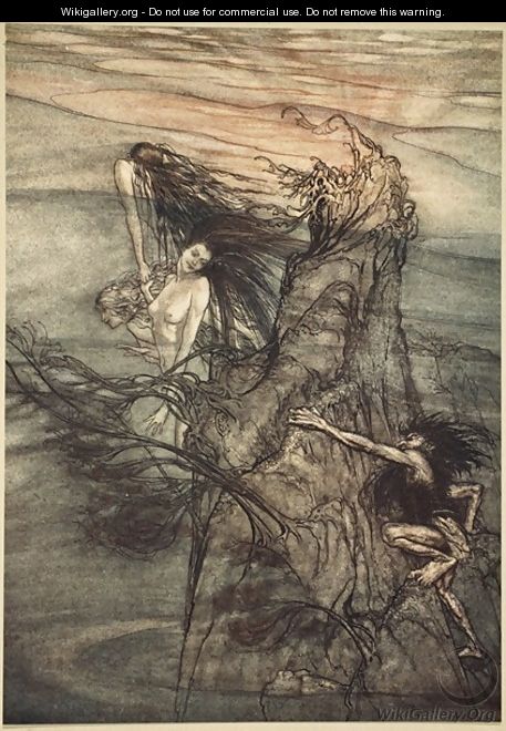 Mock away Mock The Nibelung makes for your toy!, illustration from The Rhinegold and the Valkyrie, 1910 - Arthur Rackham