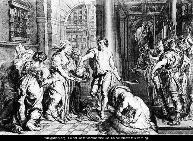 The Execution of St. John the Baptist, engraved by Martin I van den Enden fl. 1630-54 - Erasmus II Quellin (Quellinus)