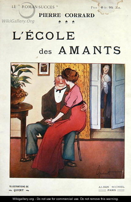 Cover for a novel LEcole des Amants by Pierre Corrard, published Paris, before 1914 - Quint