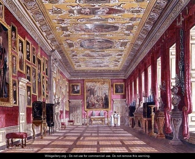 The Kings Gallery, Kensington Palace from Pynes Royal Residences, 1818 - William Henry Pyne