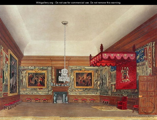 The Throne Room, Hampton Court from Pynes Royal Residences, 1818 - William Henry Pyne