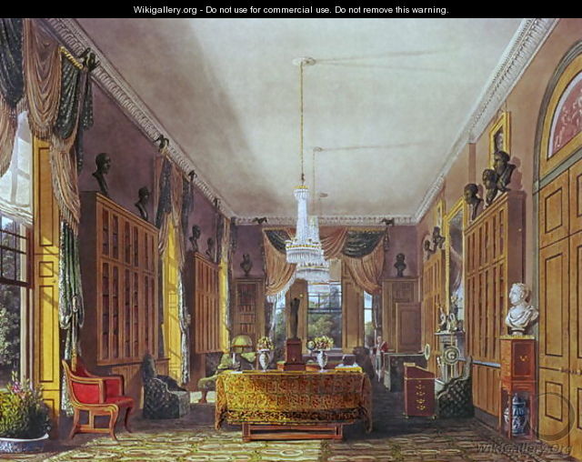 The Queens Library, Frogmore, Pynes Royal Residences, 1818 - William Henry Pyne