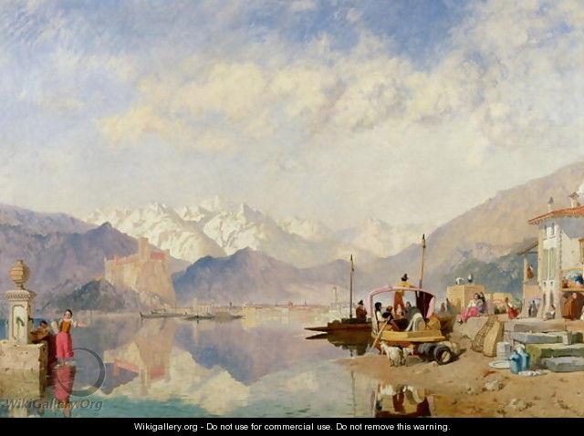 Recollections of the Lago Maggiore, Market Day at Pallanza, 1866 - James Baker Pyne