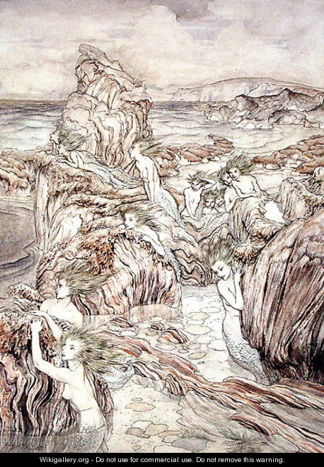Daughter of the Sea, illustration from The Three Golden Apples, by Nathaniel Hawthorne - Arthur Rackham