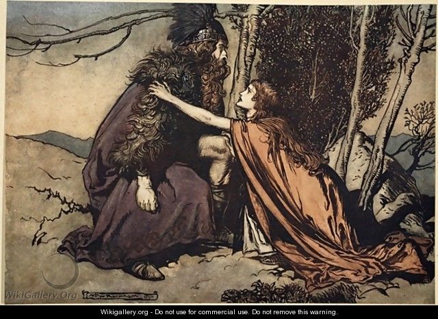 Father Father Tell me what ails thee With dismay thou art filling thy child, illustration from The Rhinegold and the Valkyrie, 1910 - Arthur Rackham