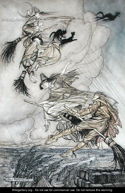 Hey Up the Chimney Lass Hey After you, illustration in The Ingoldsby Legends of Mirth and Marvels, 1907 - Arthur Rackham