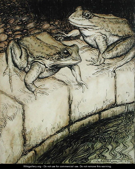 The Frogs and the Well, illustration from Aesops Fables, published 1912 - Arthur Rackham