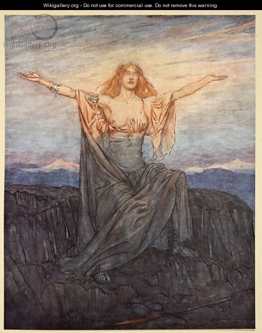 Sun, I hail thee! Hail, O light Hail, O glorious day, illustration from Siegfried and the Twilight of the Gods, 1924 - Arthur Rackham