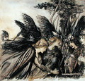 Brunnhilde Implores the Valkyries, illustration from The Rhinegold and the Valkyrie, by Richard Wagner, edition published 1910 - Arthur Rackham