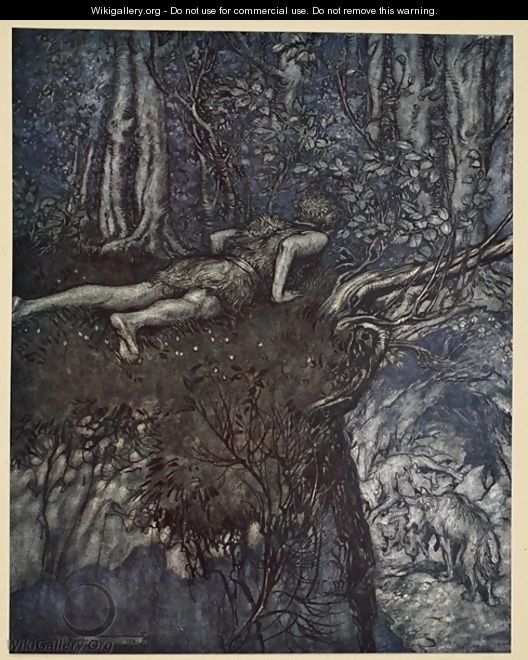 And there I learnt what love was like, illustration from Siegfried and the Twilight of the Gods, 1924 - Arthur Rackham