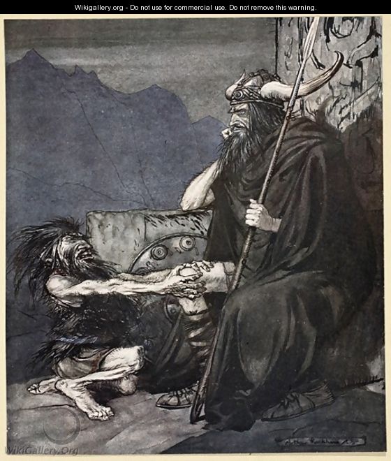 Swear to me, Hagen, my son, illustration from Siegfried and the Twilight of the Gods, 1924 - Arthur Rackham