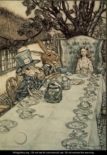 The Mad Hatters Tea Party, illustration to Alices Adventures in Wonderland by Lewis Carroll 1832-98, 1907 - Arthur Rackham