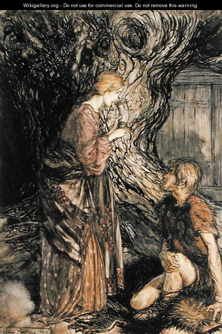 Siegmund and Sieglinde, Illustration from Rhinegold and the Valkyrie by Richard Wagner, Heinemann, 1910 - Arthur Rackham