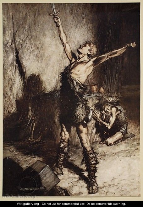 Nothung Nothung Conquering sword, frontispiece from Siegfried and the Twilight of the Gods, 1924 - Arthur Rackham