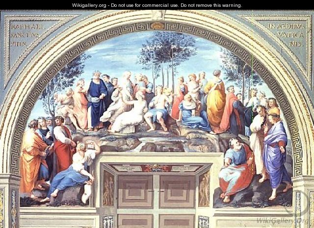 Parnassus and the Disputa, from the Stanza della Segnatura, print by Giovanni Volpato and Raphael Morghen - (after) Raphael (Raffaello Sanzio of Urbino)