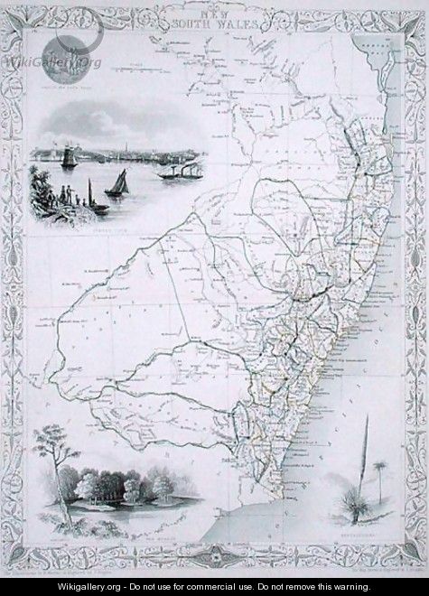 New South Wales, from a Series of World Maps published by John Tallis and Co., London and New York, 1850s - John Rapkin