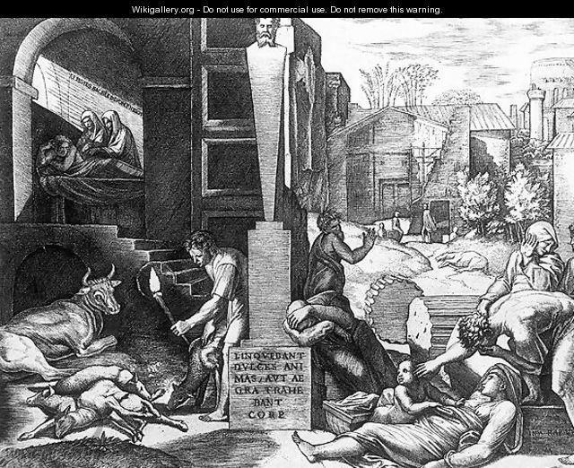 The Plague in Animals and Humans - (after) Raphael (Raffaello Sanzio of Urbino)