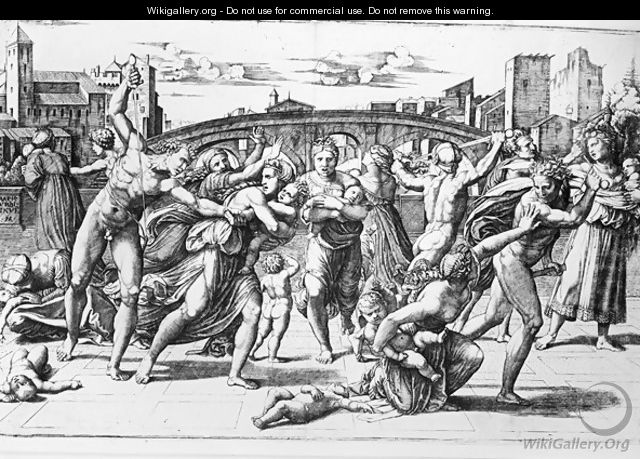The Massacre of the Innocents, engraved by Marcantonio Raimondi - (after) Raphael (Raffaello Sanzio of Urbino)