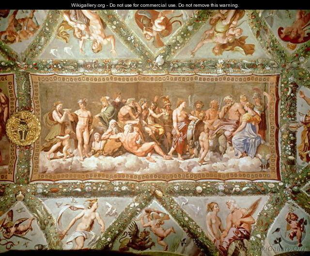 The Council of the Gods, ceiling painting of the Courtship and Marriage of Cupid and Psyche - (after) Raphael (Raffaello Sanzio of Urbino)