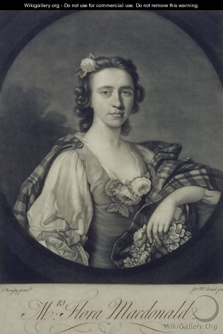 Flora MacDonald 1722-90, engraved by James Mc Ardell - Allan Ramsay